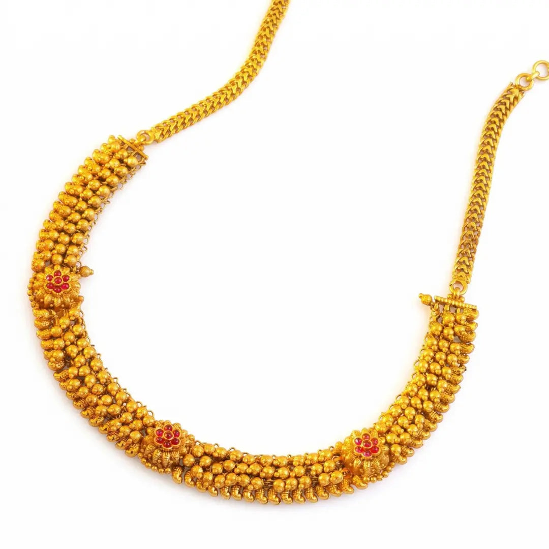 Heritage Temple Jewellery Short Necklace Set for South Indian Bridal
