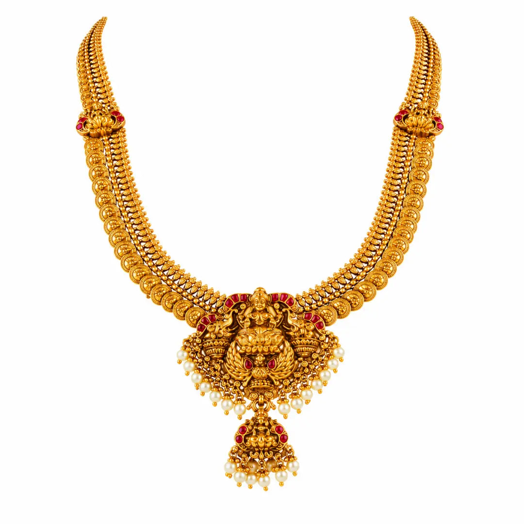 Kamala Shobha Haram Long Necklace Set | Gold-Plated Temple Jewellery