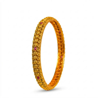 Devi Alankara Valayal Paired Bangle | Gold-Plated Goddess Adornment Bangle V-2564