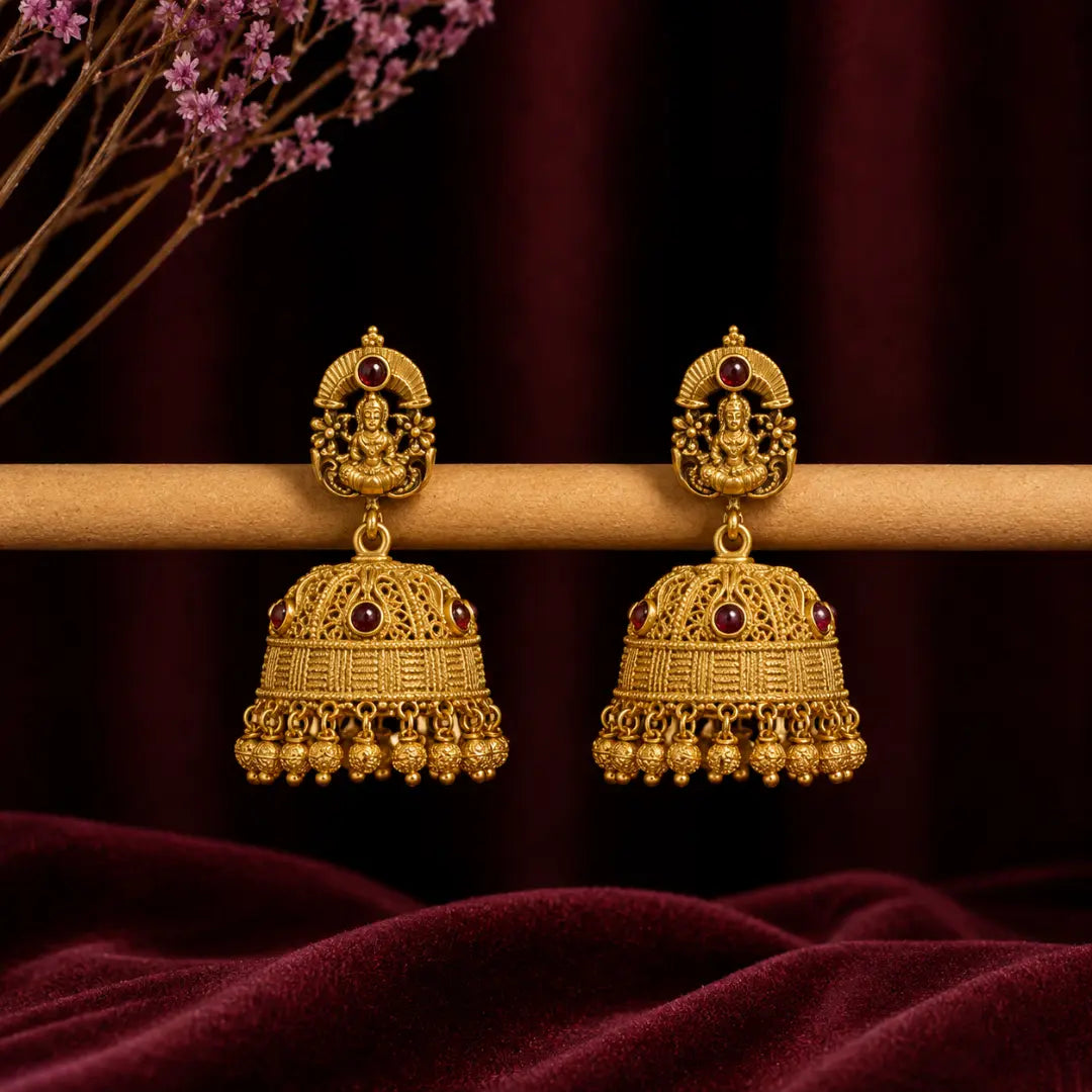 Elegant Laxmi Antique Gold-Plated Jhumka  R-1172