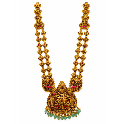 Rajeshwari Long Haram | Gold-Plated Queen Goddess Temple Necklace J-973