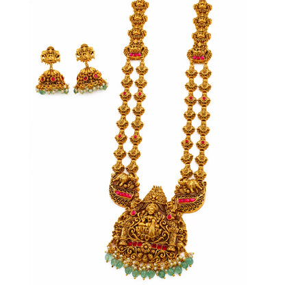 Rajeshwari Long Haram | Gold-Plated Queen Goddess Temple Necklace J-973