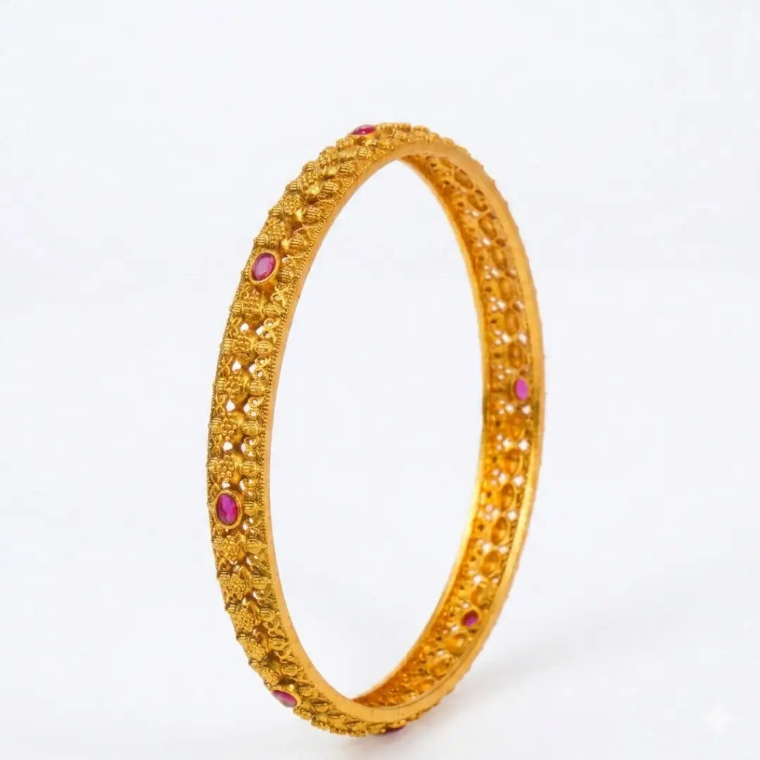 Shakti Kankana Paired Bangle | Gold-Plated Divine Power Temple Bangle Set