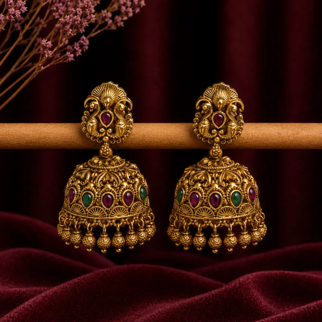 Majestic Peacock Glow Jhumka R-1163
