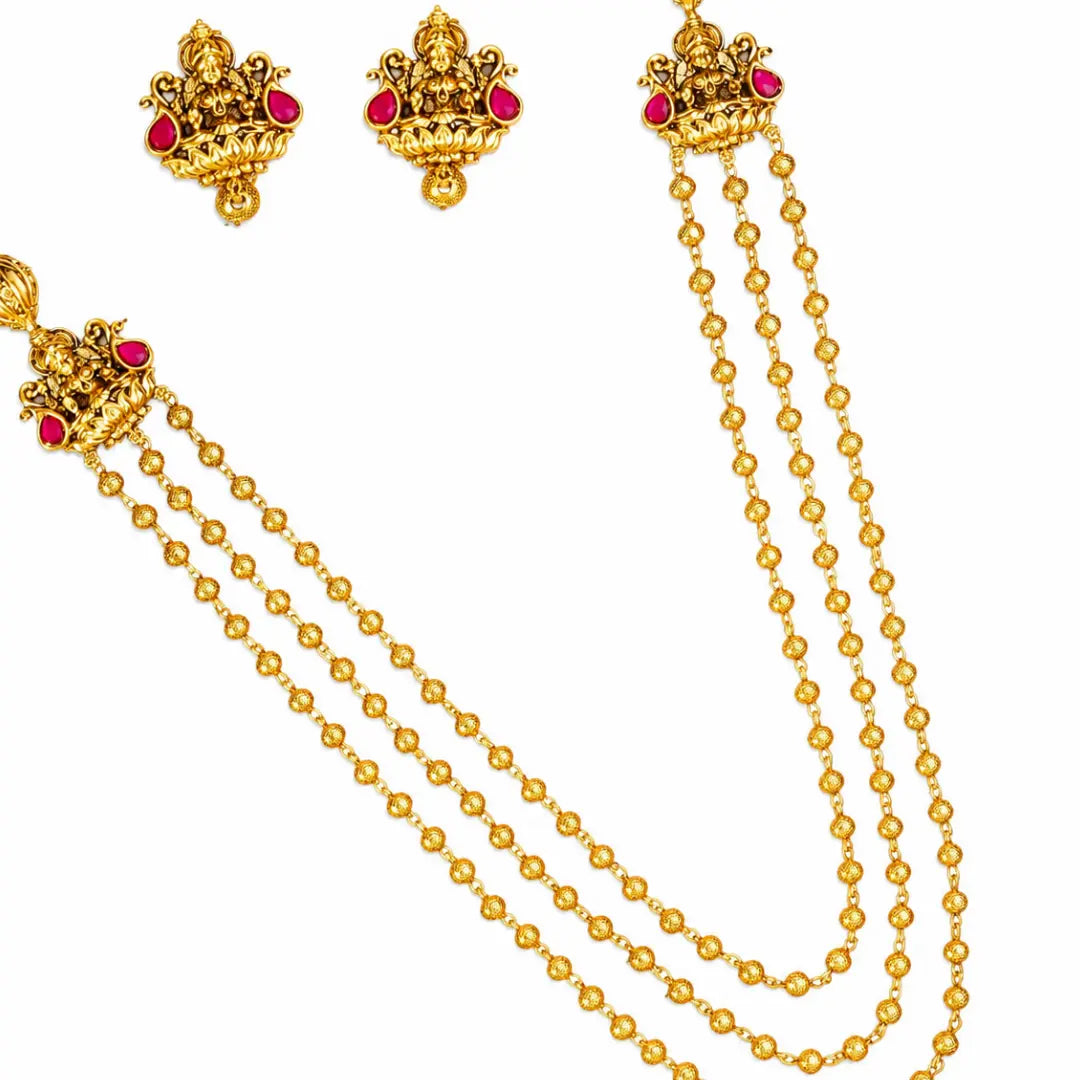 Antique Three-Layer Lakshmi Necklace Set T-50