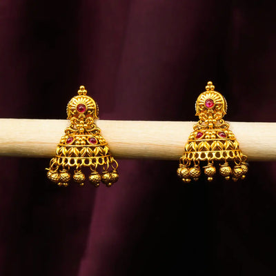 Bridal Temple Jhumkas with Gold-Plated V-2258