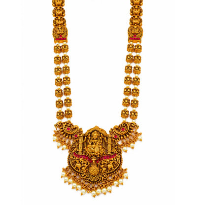 Panchamukhi Haram | Gold-Plated Five Face Temple Necklace Set J-969