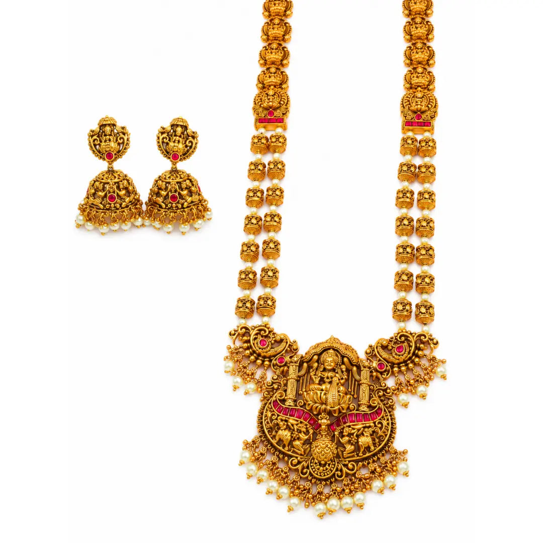 Panchamukhi Haram | Gold-Plated Five Face Temple Necklace Set J-969