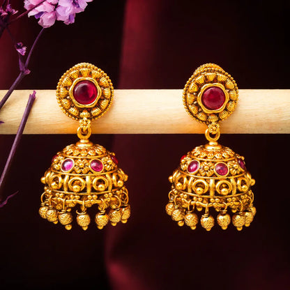 Antique Gold Plated Temple Jhumka T-18