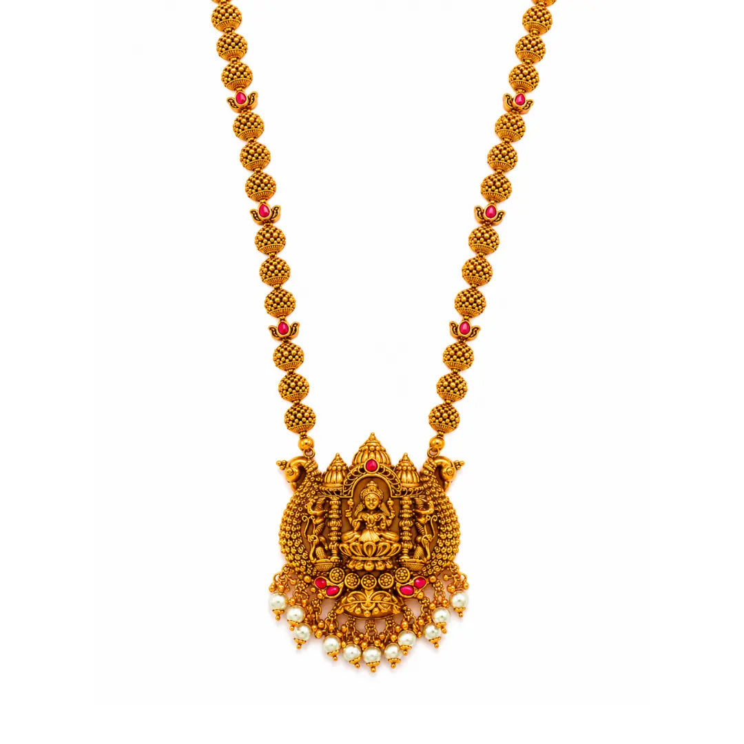 Karpagavalli Haram | Gold-Plated Wish Tree Goddess Temple Necklace J-967