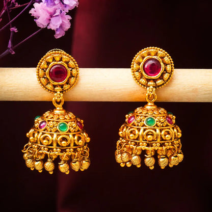 Antique Gold Plated Temple Jhumka T-18