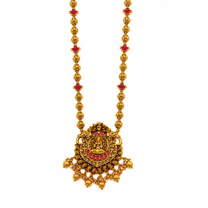 Nandini Haram | Gold-Plated Sacred Cow Temple Necklace Set