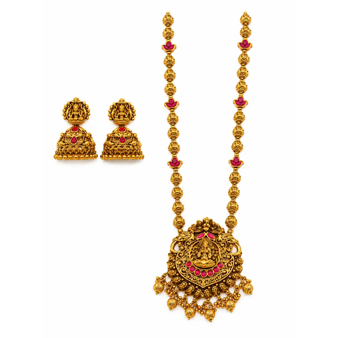 Nandini Haram | Gold-Plated Sacred Cow Temple Necklace Set
