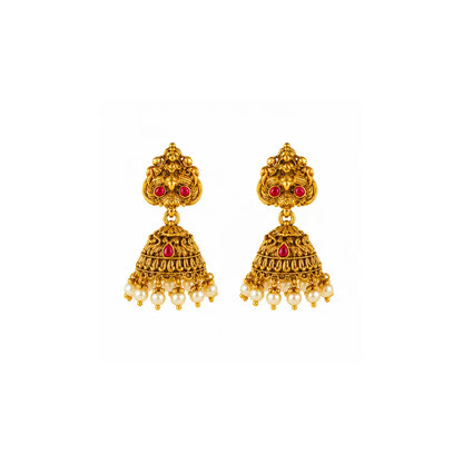 Kamala Shobha Haram Long Necklace Set | Gold-Plated Temple Jewellery