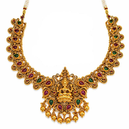 Antique Laxmi Gold-Plated Short Necklace Set