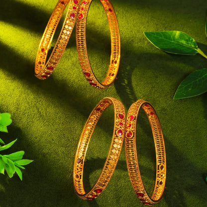 Ratna Jali Kankana Paired Bangle | Gold-Plated Temple Jewellery V-868