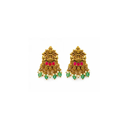 Kamalapriyan Haram | Gold-Plated Vishnu Lotus Temple Necklace Set