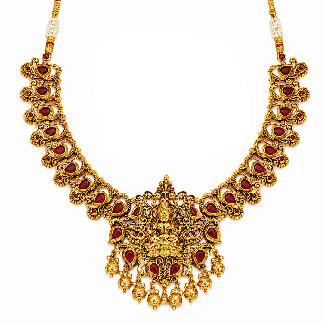 Antique Laxmi Gold-Plated Short Necklace Set