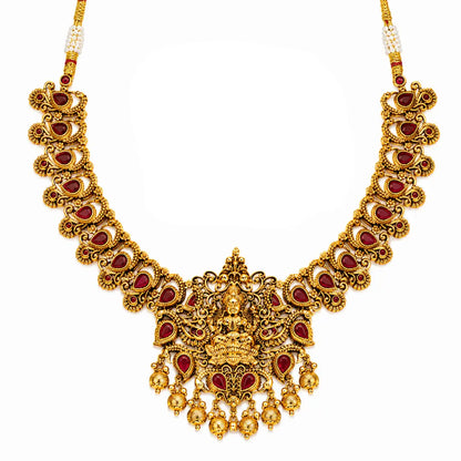 Antique Laxmi Gold-Plated Short Necklace Set