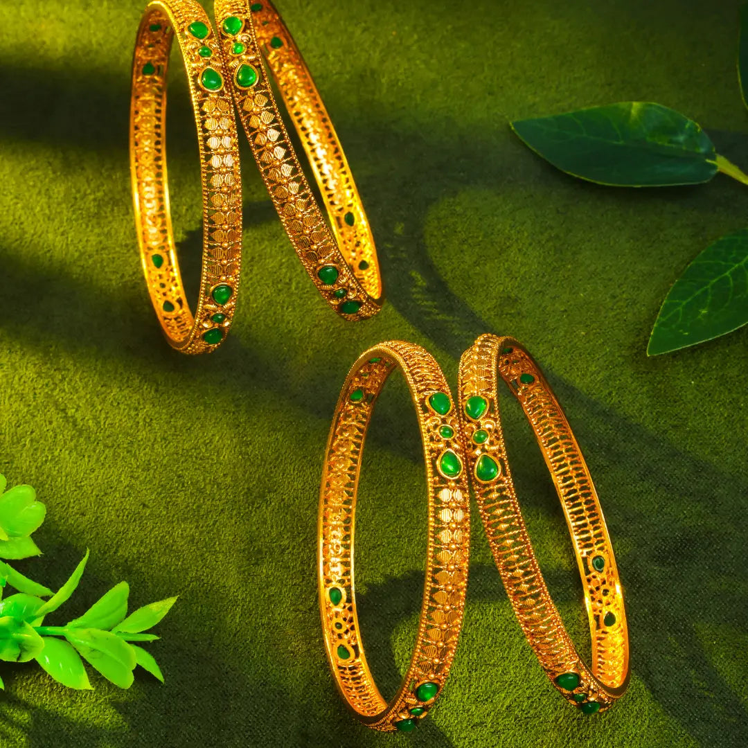 Ratna Jali Kankana Paired Bangle | Gold-Plated Temple Jewellery V-868