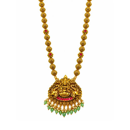 Kamalapriyan Haram | Gold-Plated Vishnu Lotus Temple Necklace Set