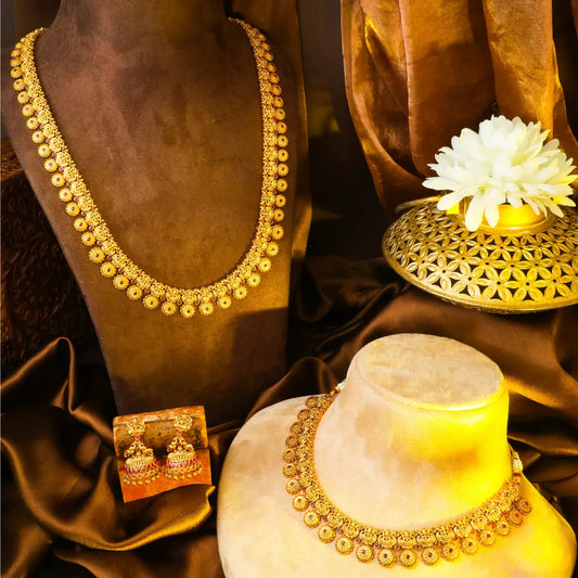 Antique Swarna Kodi Kanti Combo Necklace Set | Gold-Plated Temple