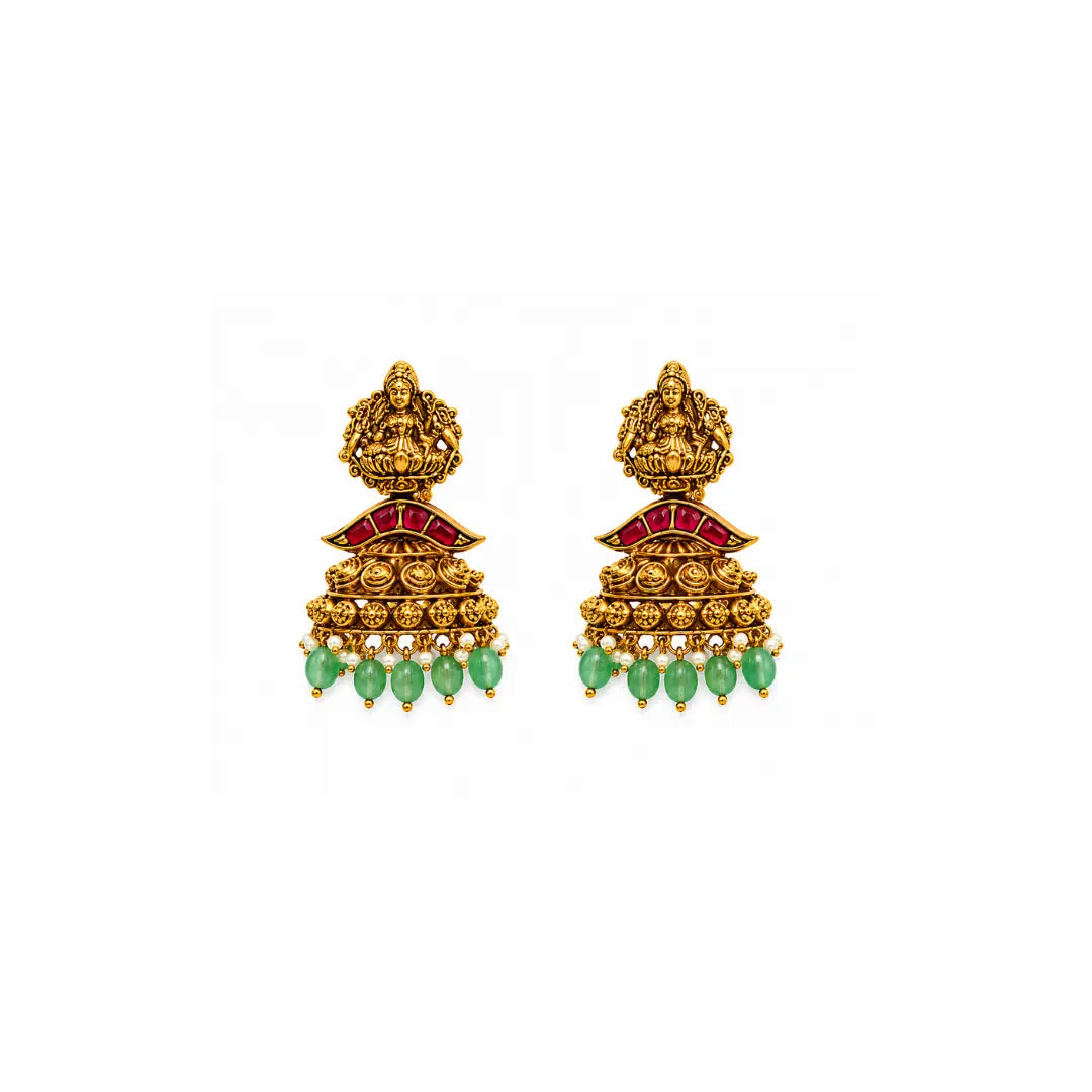 Padmavathi Haram | Gold-Plated Lotus Goddess Temple Necklace Set
