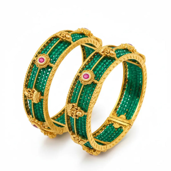 Nithya Mangala Kankana Paired Bangle | Gold-Plated Eternal Auspicious Bangle J-1119