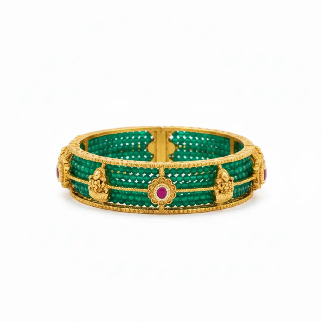 Nithya Mangala Kankana Paired Bangle | Gold-Plated Eternal Auspicious Bangle J-1119