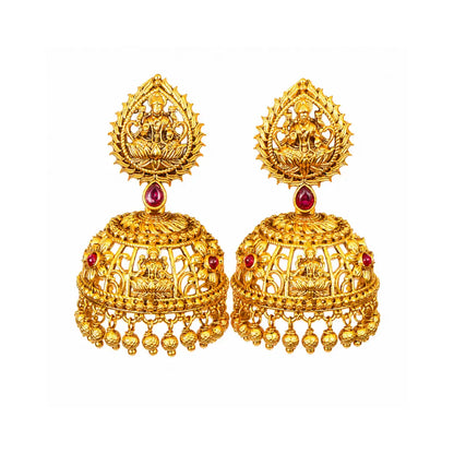 Traditional Temple Jhumka with Laxmi Motif R-2231