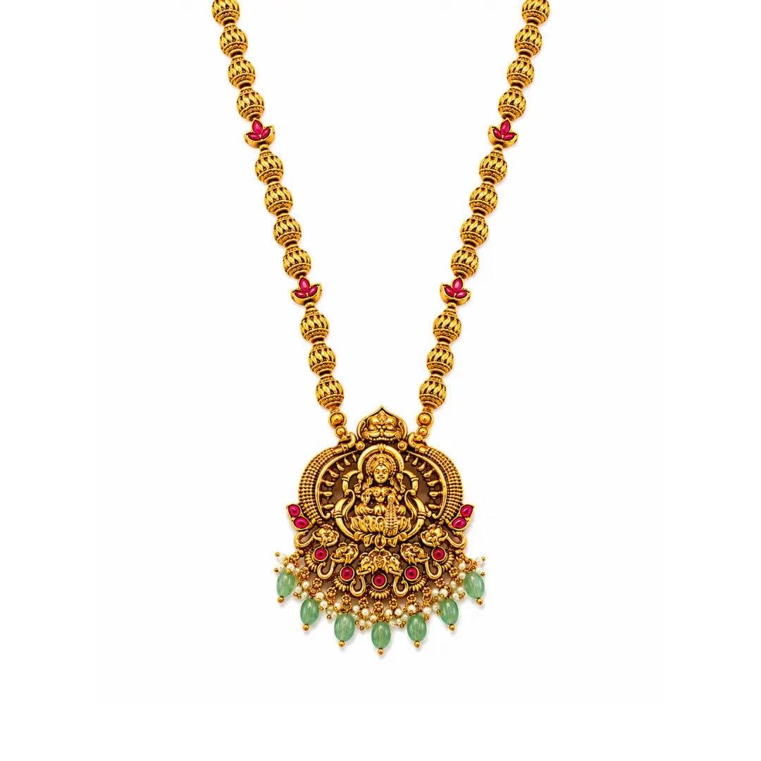 Soundarya Haram | Gold-Plated Divine Beauty Temple Necklace Set