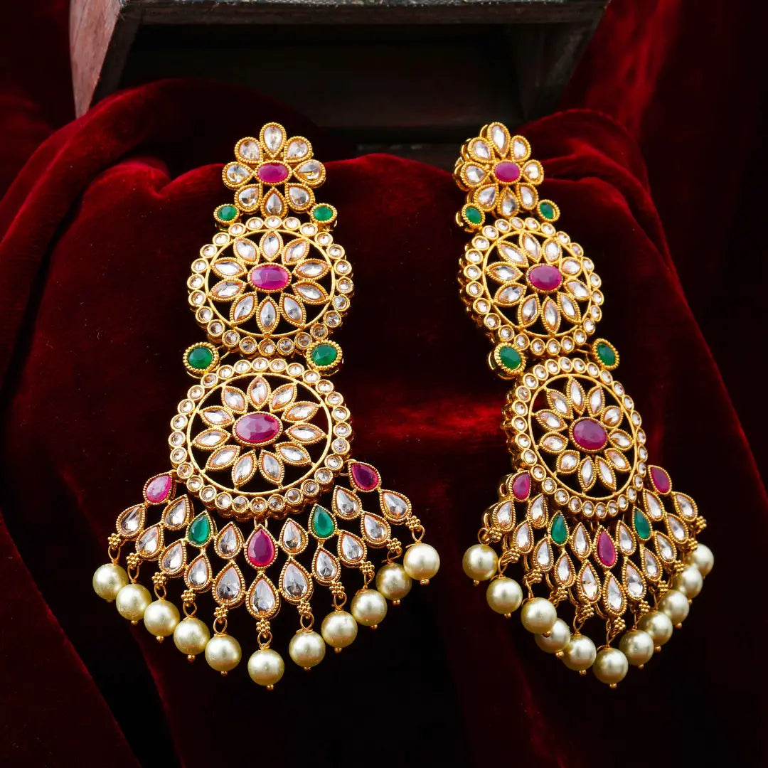 Antique Flower Long Jhumka C-488