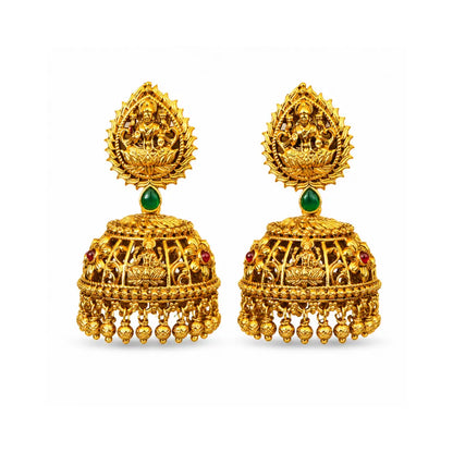 Traditional Temple Jhumka with Laxmi Motif R-2231