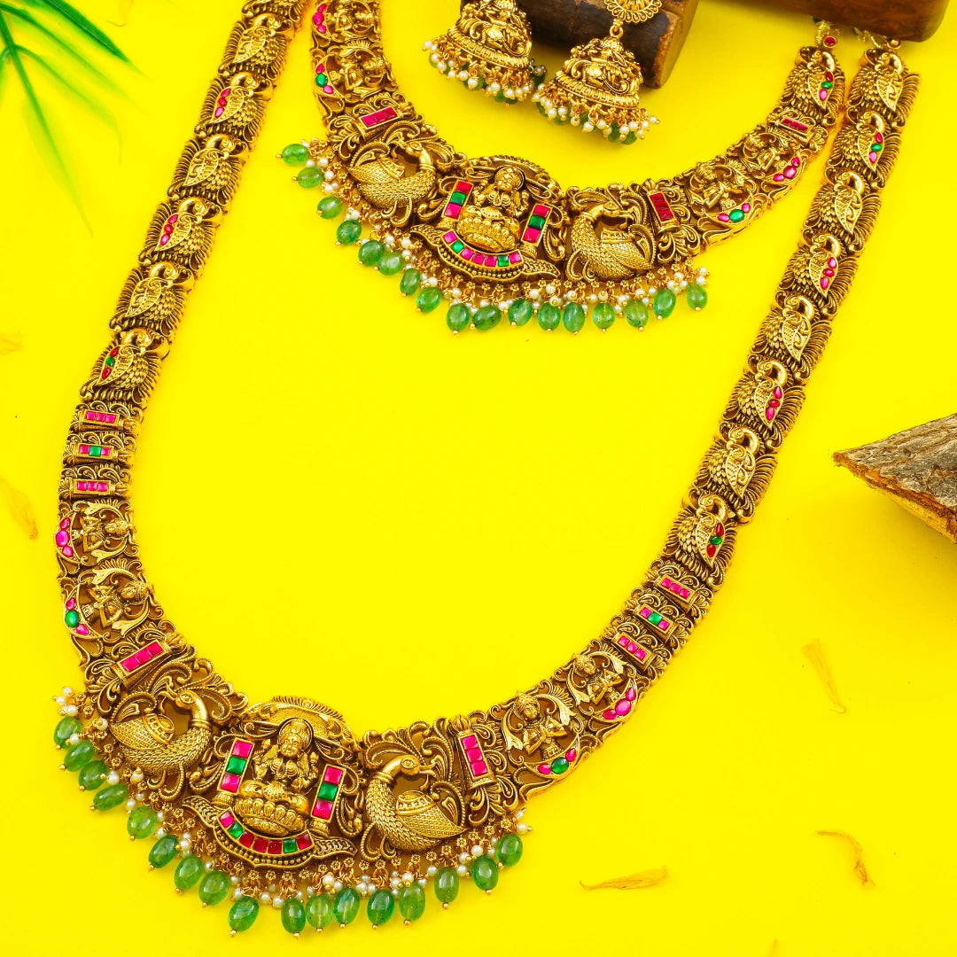 Bridal Temple Jewellery Combo Set with Laxmi Design | 1 Gram Gold