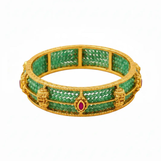 Abhaya Mudra Valayal Paired Bangle | Gold-Plated Divine Protection Bangle Set J-1120