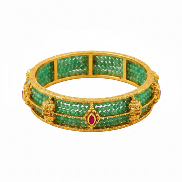Abhaya Mudra Valayal Paired Bangle | Gold-Plated Divine Protection Bangle Set J-1120