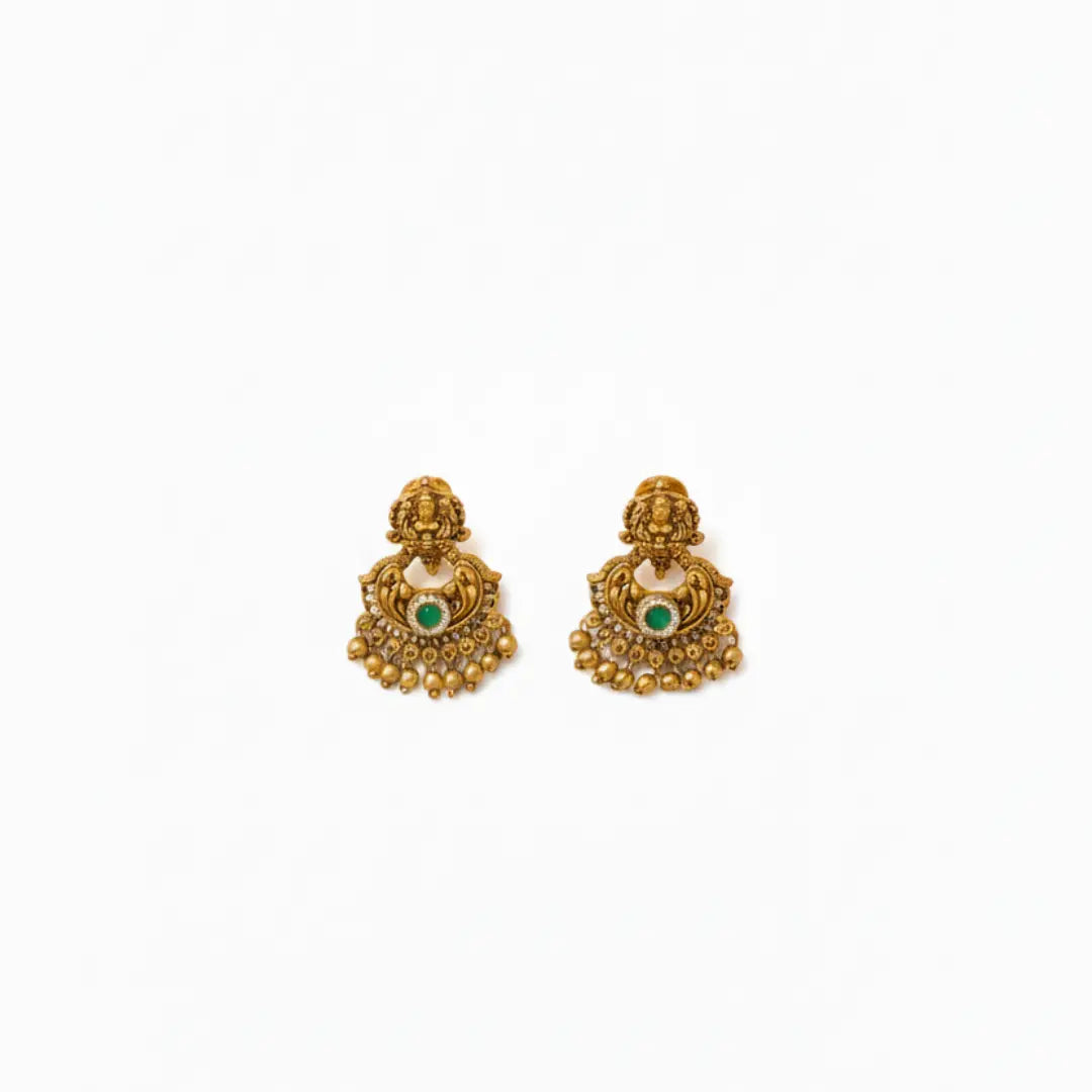 Antique Gold Temple Necklace Set | South Indian Bridal J-936