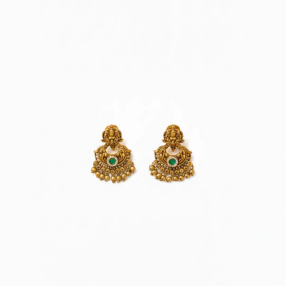 Antique Gold Temple Necklace Set | South Indian Bridal J-936