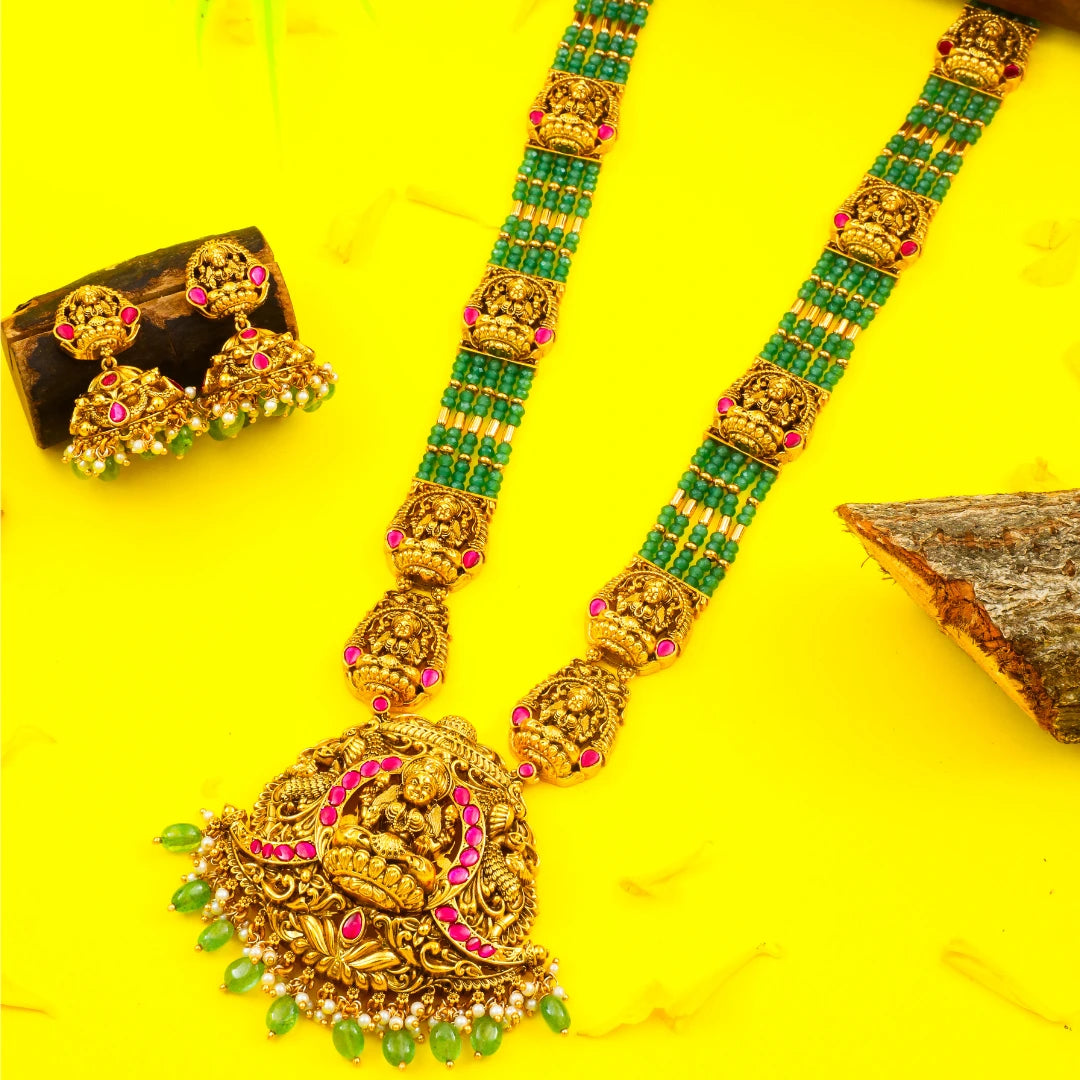Bridal Temple Jewellery Pendant Set – Laxmi Design Gold Look