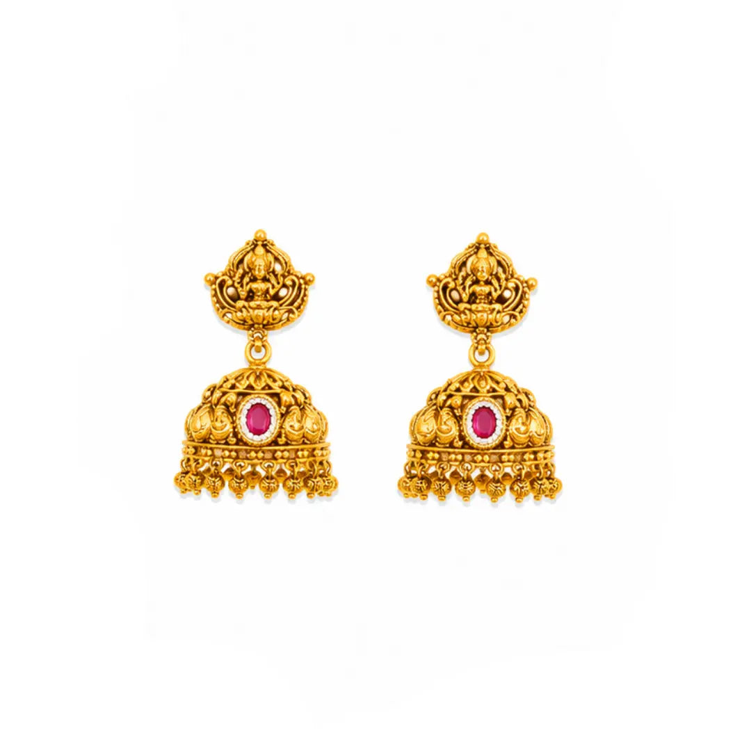 Lakshmi Kasu Temple Jewellery Short Necklace Set with Coin Design J-938