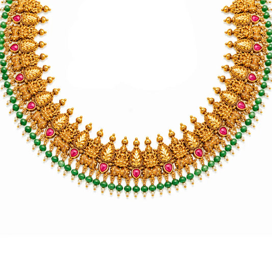Prabhavathi Jhumka Temple Jewellery Short Necklace Set with Drops