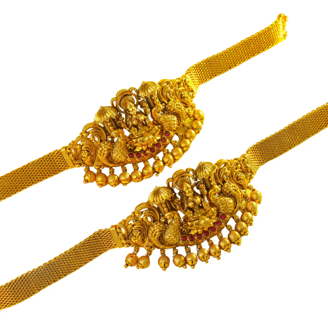 Bridal Temple Jewellery Baju Band with Laxmi Design | Gold Plated Armlet
