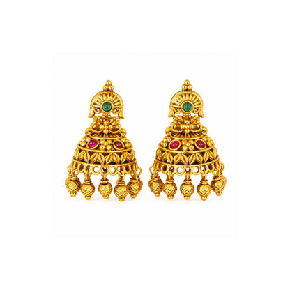 Bridal Temple Jhumkas with Gold-Plated V-2258