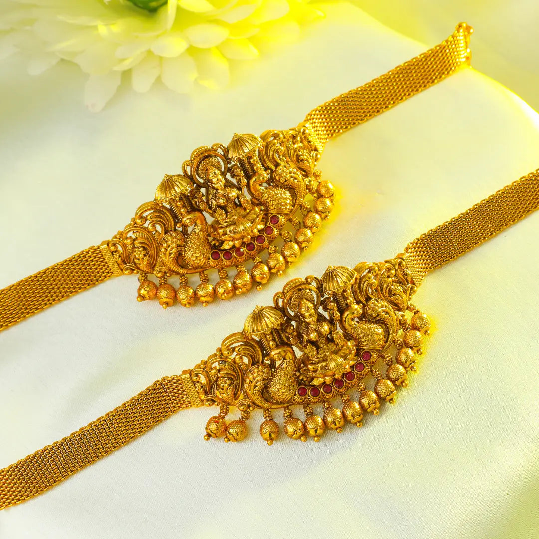 Bridal Temple Jewellery Baju Band with Laxmi Design | Gold Plated Armlet