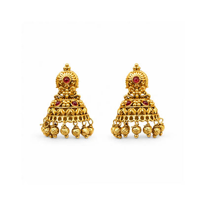 Bridal Temple Jhumkas with Gold-Plated V-2258
