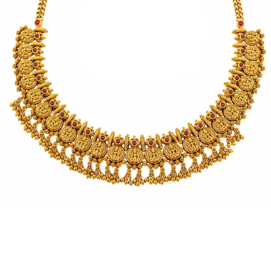 Annapurna Mukta Temple Jewellery Short Necklace Set with Pearls  K-1853