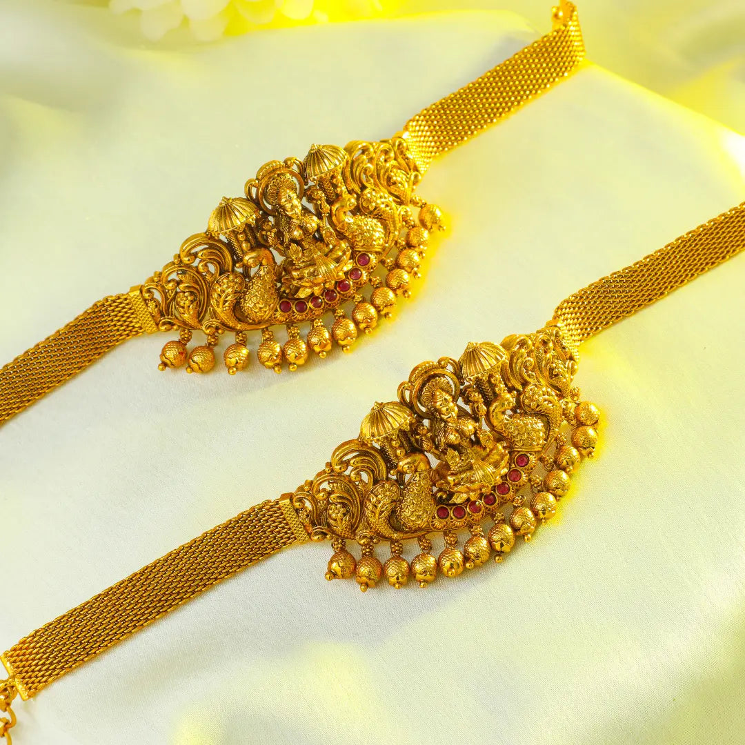 Bridal Temple Jewellery Baju Band with Laxmi Design | Gold Plated Armlet