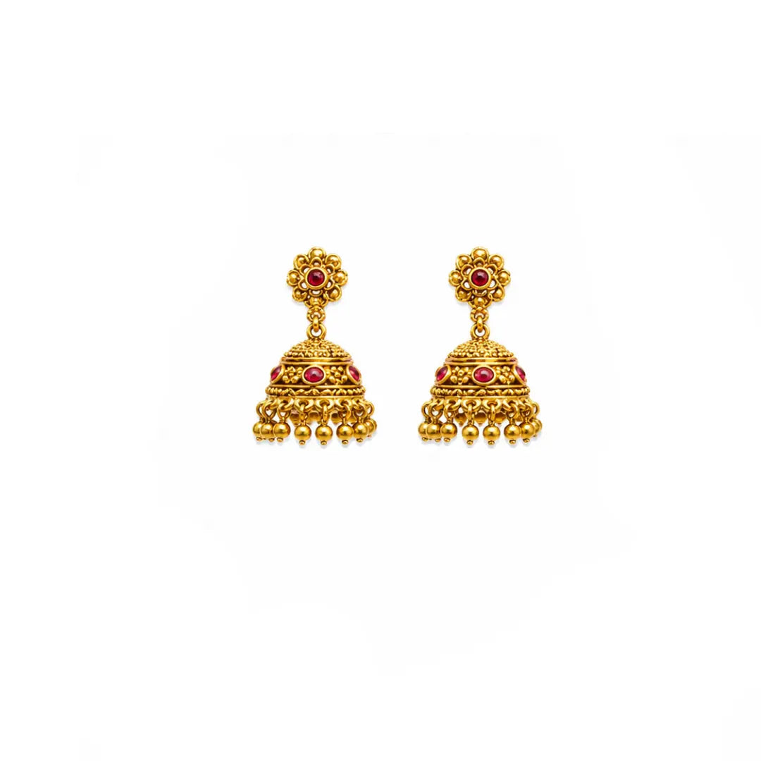 Kokila Pushpa Temple Jewellery Short Necklace Set with Floral Motifs K-1854