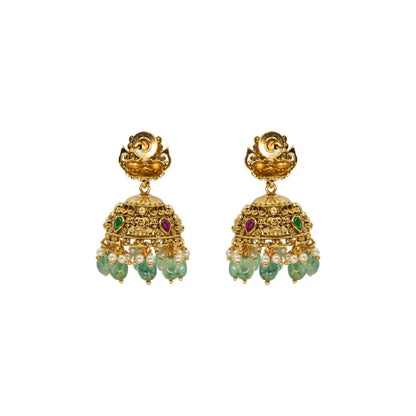 Heritage Ruby-Green Beaded Lakshmi short necklace Set J-150