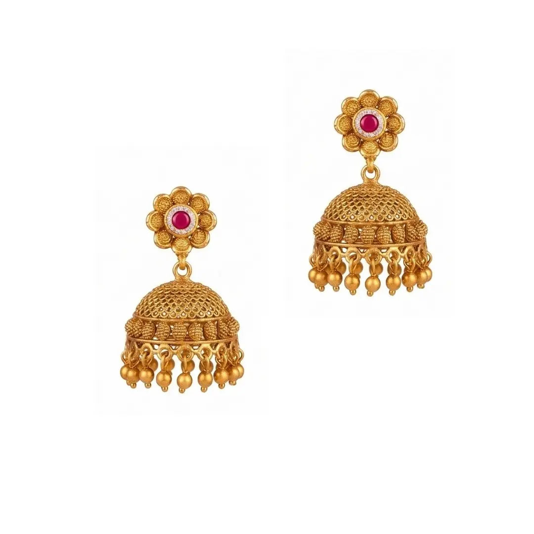 Padmavathi Rekha Haar Short Necklace Set | Gold-Plated Temple Jewellery J-850